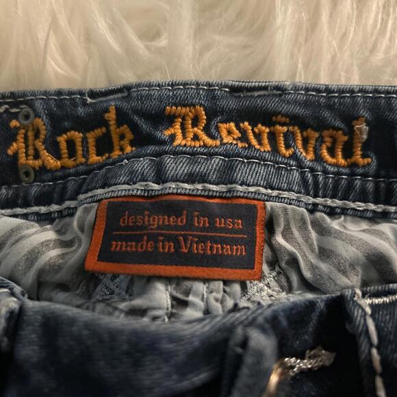 Rock Revival BETTY Jeans Womens 25 Skinny Mid-Rise Embellished Distressed READ - Picture 9 of 14